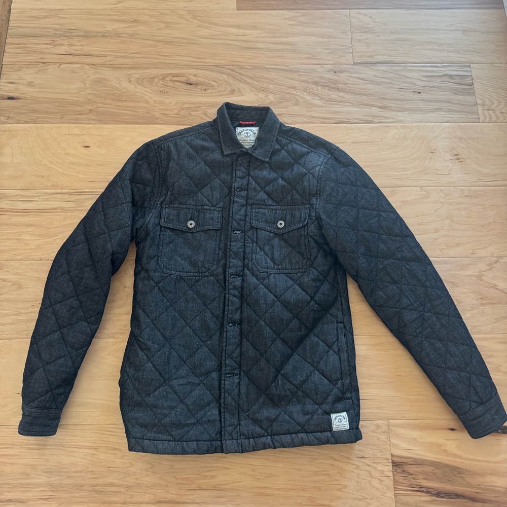 Iron & Resin Quilted Dark Charcoal Gray Shirt Jacket